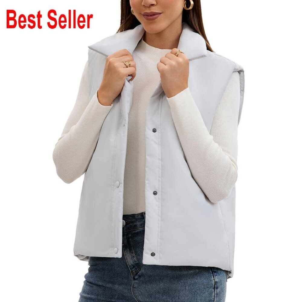 Women's Puffer Vest Sleeveless Stand Collar Lightweight Chic Outerwear Winter